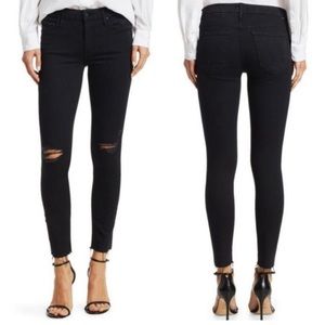 Mother The Looker High Waisted Guilty As Sin Distressed Black Jeans Sz 28